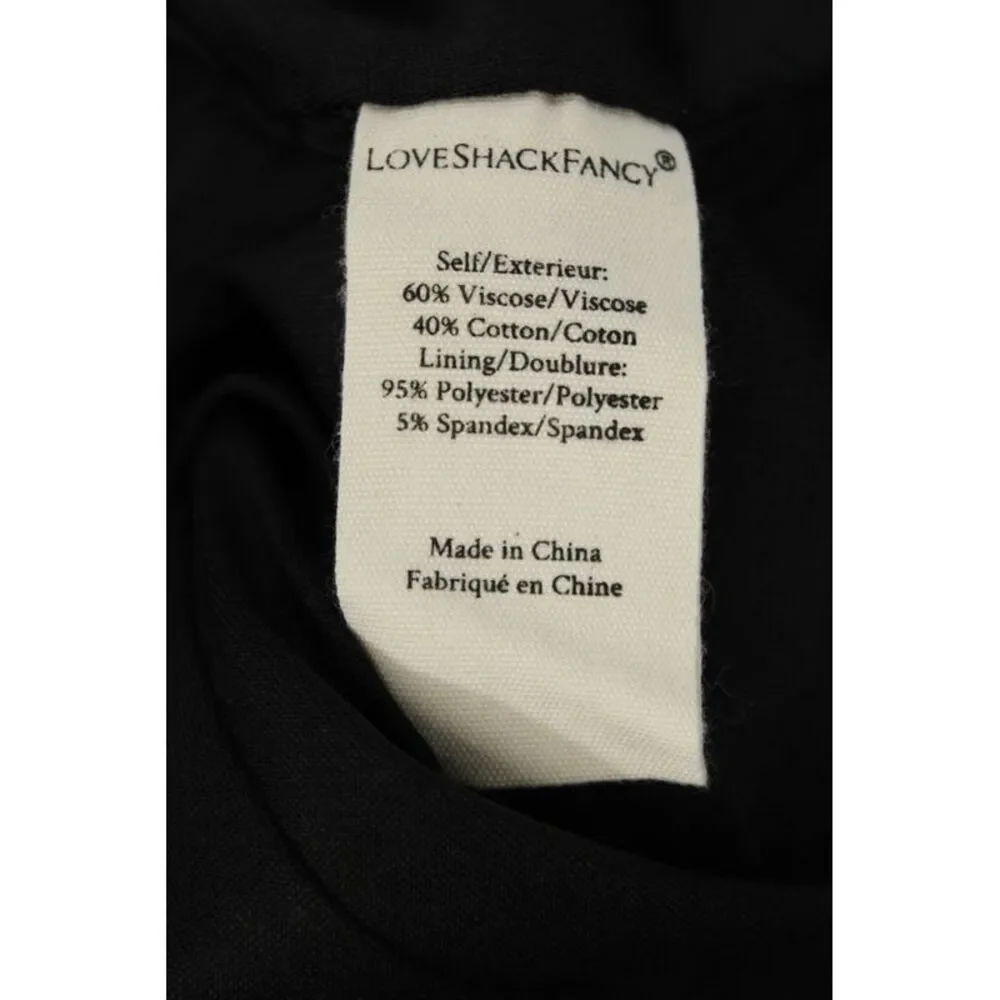 Love Shack Fancy Womens Slip Dress Black Floral Knee Length Sleeveless Size XS